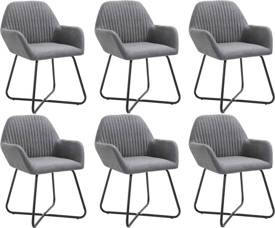 VidaXL -Eetkamerstoelen-6-st-stof-donkergrijs - Foto 3