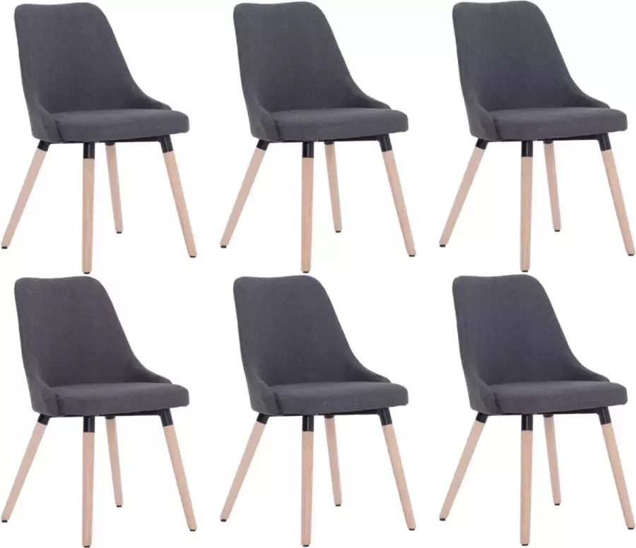 VidaXL Eetkamerstoelen 6 st stof donkergrijs - Foto 2