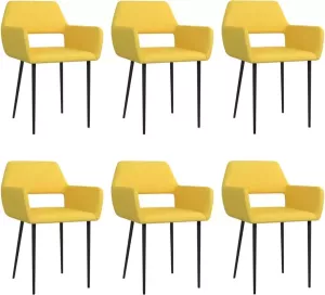 VidaXL Eetkamerstoelen 6 st stof geel