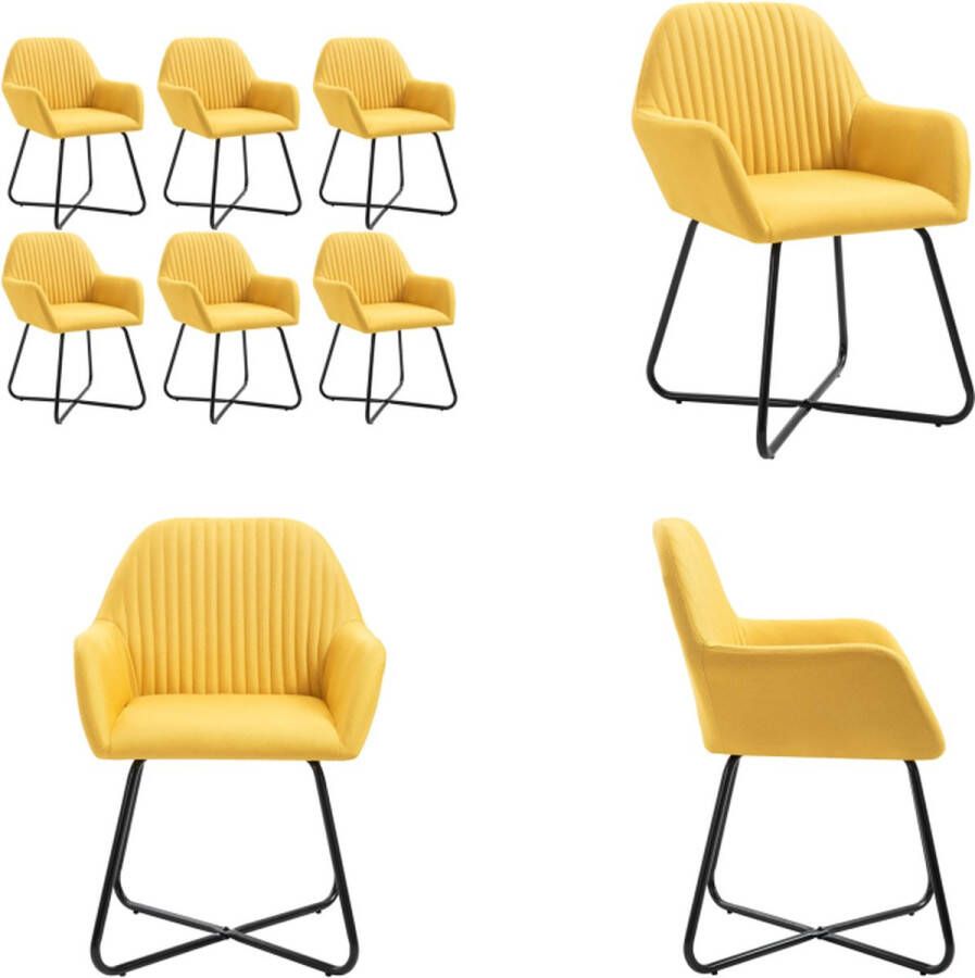 VidaXL Eetkamerstoelen 6 st stof geel Eetkamerstoel Eetkamerstoelen Bijzetstoel Bijzetstoelen