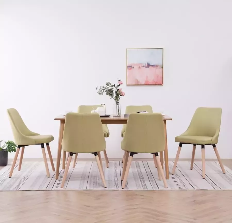 VIDAXL Eetkamerstoelen 6 st stof groen