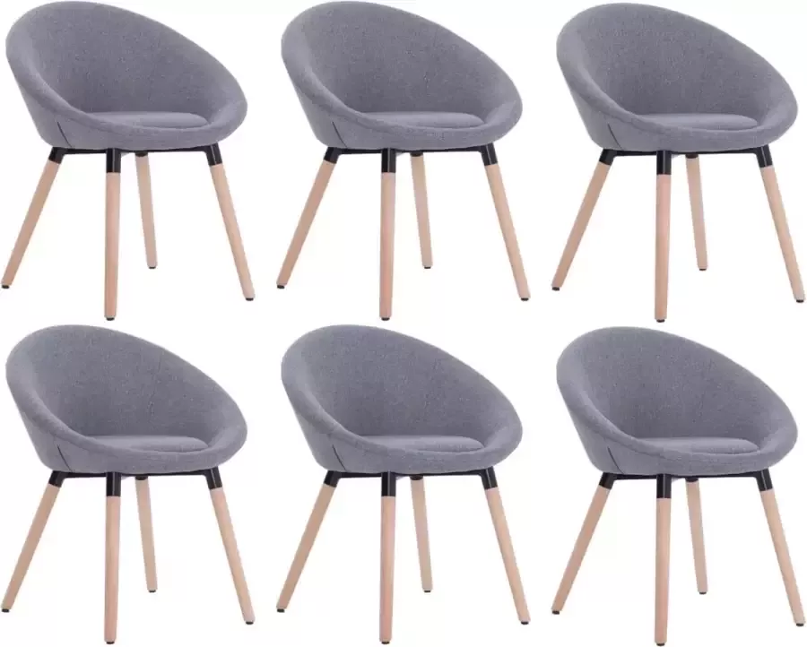 VidaXL Eetkamerstoelen 6 st stof lichtgrijs - Foto 2