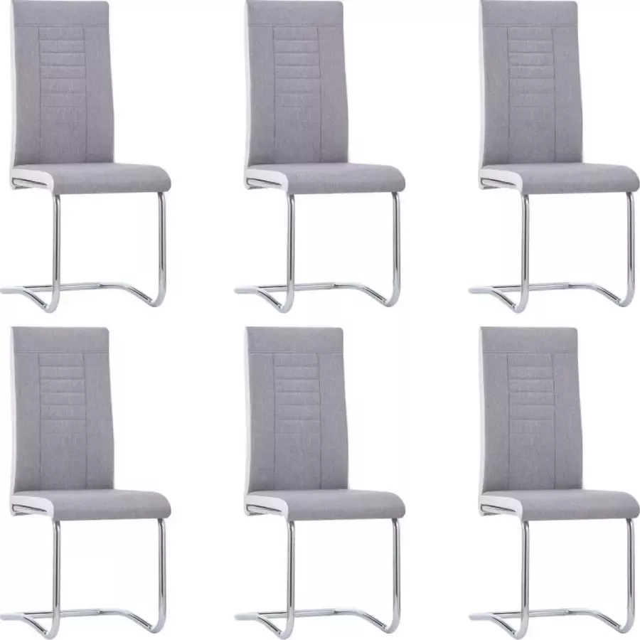 VidaXL Eetkamerstoelen 6 st stof lichtgrijs - Foto 1