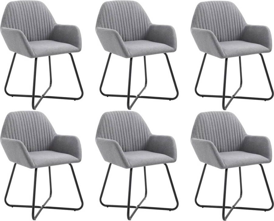 VidaXL -Eetkamerstoelen-6-st-stof-lichtgrijs - Foto 3