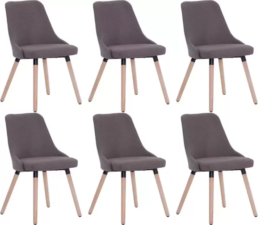 VidaXL Eetkamerstoelen 6 st stof taupe - Foto 2