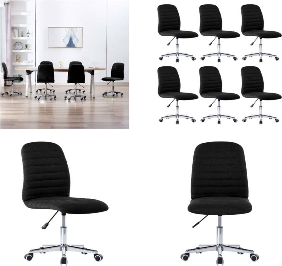 VidaXL Eetkamerstoelen 6 st stof zwart Eetkamerstoel Eetkamerstoelen Dinerstoel Dinerstoelen