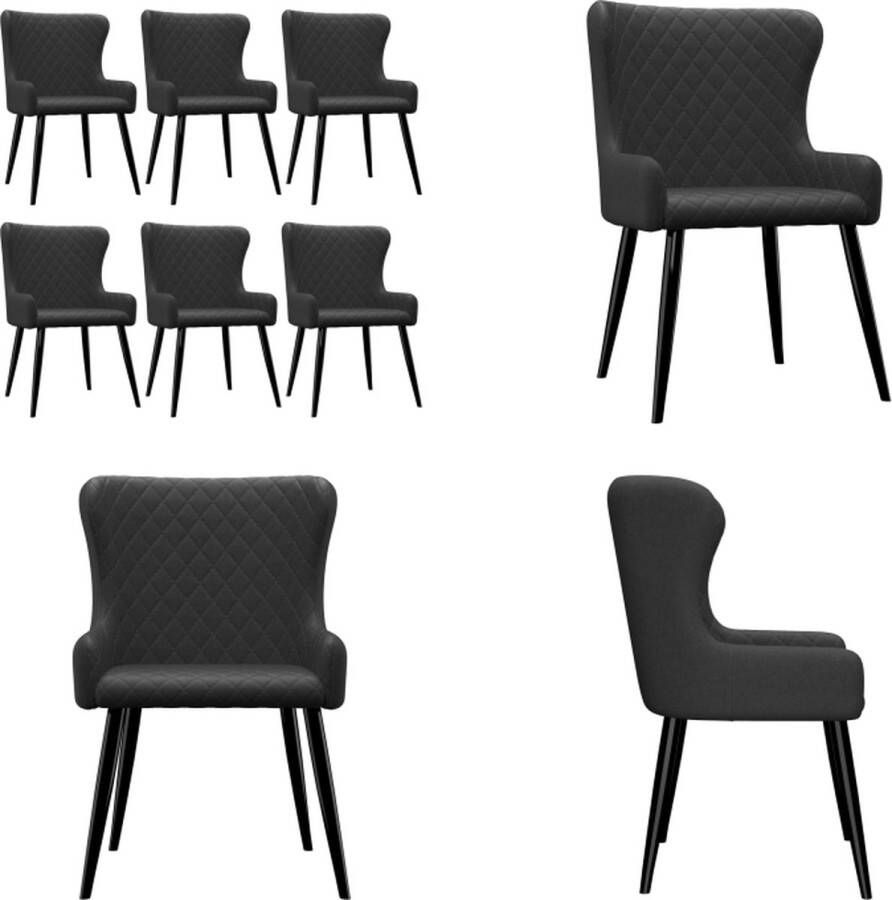 VidaXL Eetkamerstoelen 6 st stof zwart Eetkamerstoel Eetkamerstoelen Keukenstoelen Keukenstoel