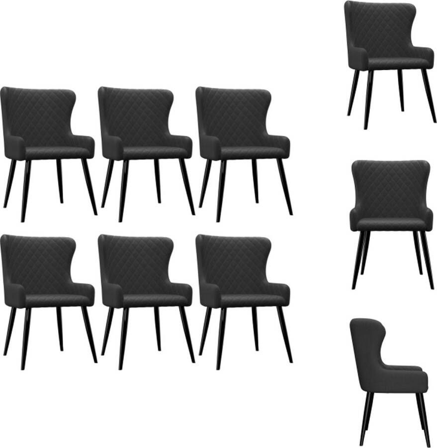 vidaXL Eetkamerstoelen 6 stuks Zwart 60x55x84cm Stoffen bekleding Eetkamerstoel