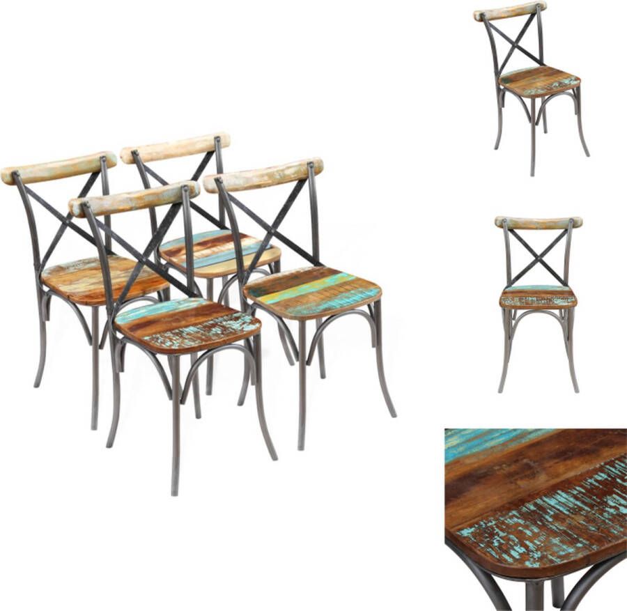 VidaXL Eetkamerstoel Eetkamerstoelen Keukenstoel Keukenstoelen Eetkamerstoelen 4 st massief gerecycled hout