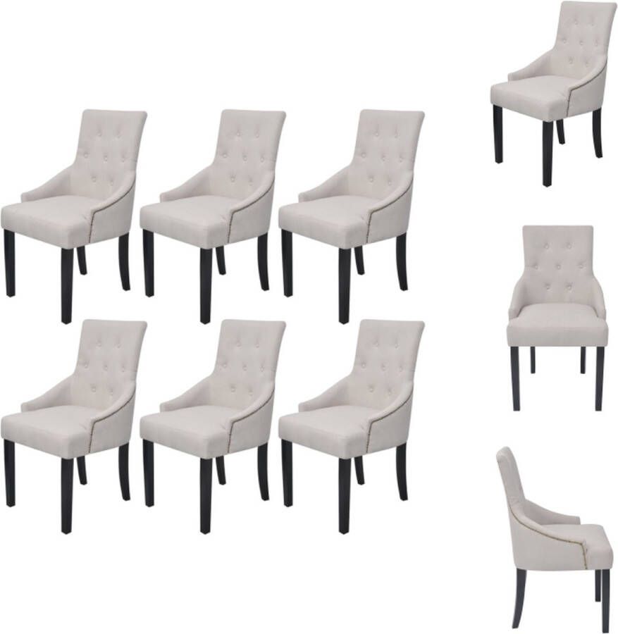 VidaXL Eetkamerstoel Eetkamerstoelen Keukenstoelen Keukenstoel Eetkamerstoelen 6 st stof crèmegrijs