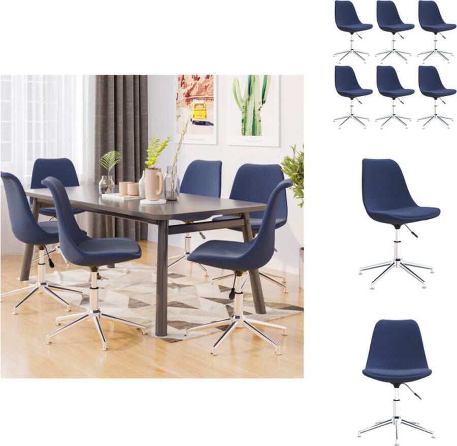 vidaXL Eetkamerstoelen Blauw 48 x 59 x (80 94) cm Ademend en duurzaam stof Verstelbare hoogte Stabiel metalen frame 360 graden draaibaar Set van 6 Eetkamerstoel