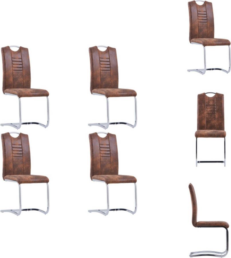 VidaXL Eetkamerstoel Eetkamerstoelen Bijzetstoel Bijzetstoelen Eetkamerstoelen 4 st kunstsuède bruin