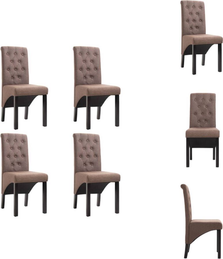 VidaXL Eetkamerstoel Eetkamerstoelen Eetkamer Stoel Eetkamer Stoelen Eetkamerstoelen 4 st stof bruin