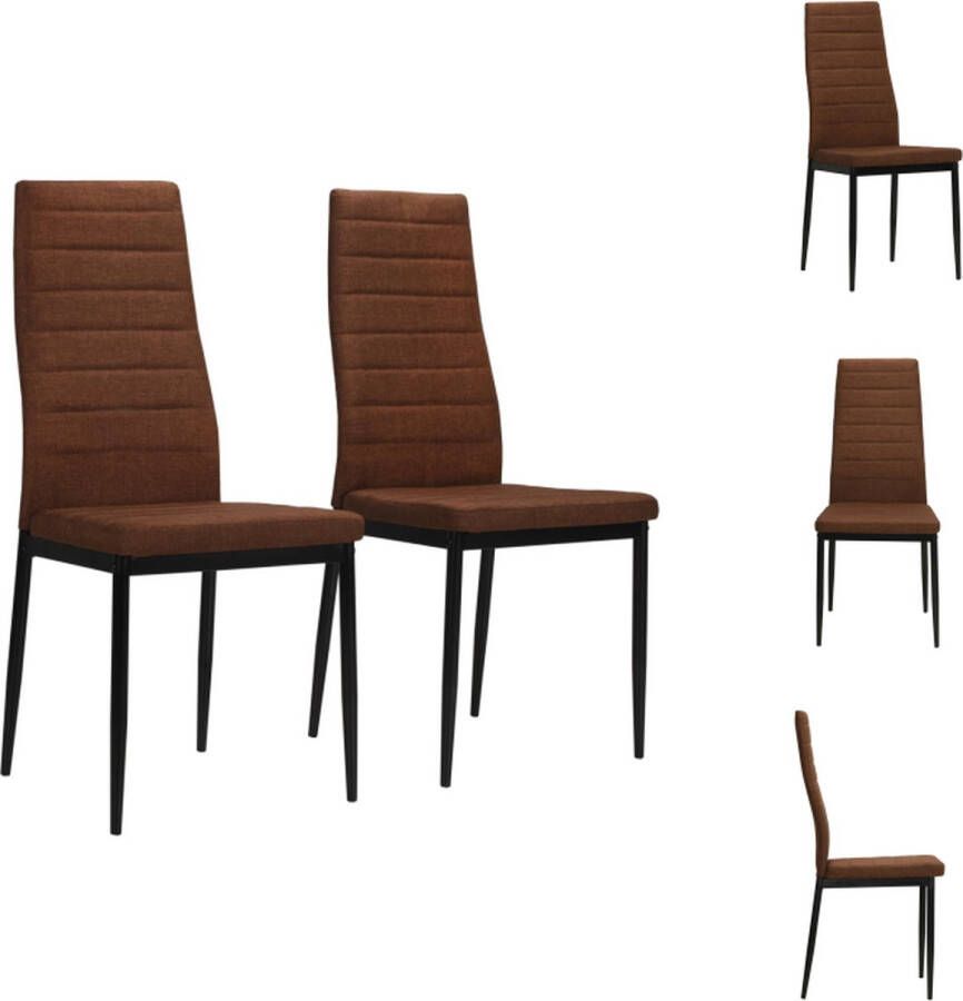 VidaXL Eetkamerstoel Eetkamerstoelen Keukenstoelen Keukenstoel Eetkamerstoelen 2 st stof bruin