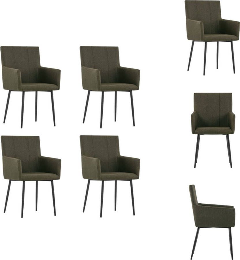 VidaXL Eetkamerstoel Eetkamerstoelen Keukenstoelen Keukenstoel Eetkamerstoelen 4 st met armleuningen stof bruin - Foto 2