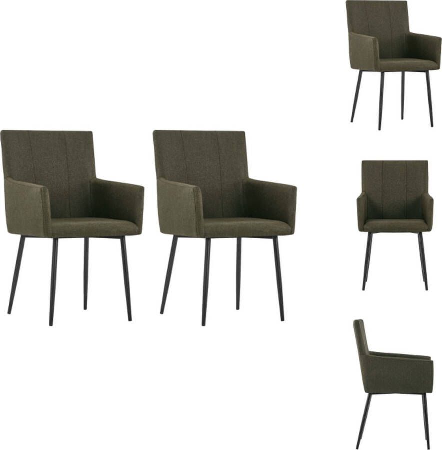 VidaXL Eetkamerstoel Eetkamerstoelen Keukenstoelen Keukenstoel Eetkamerstoelen 2 st met armleuningen stof bruin - Foto 2