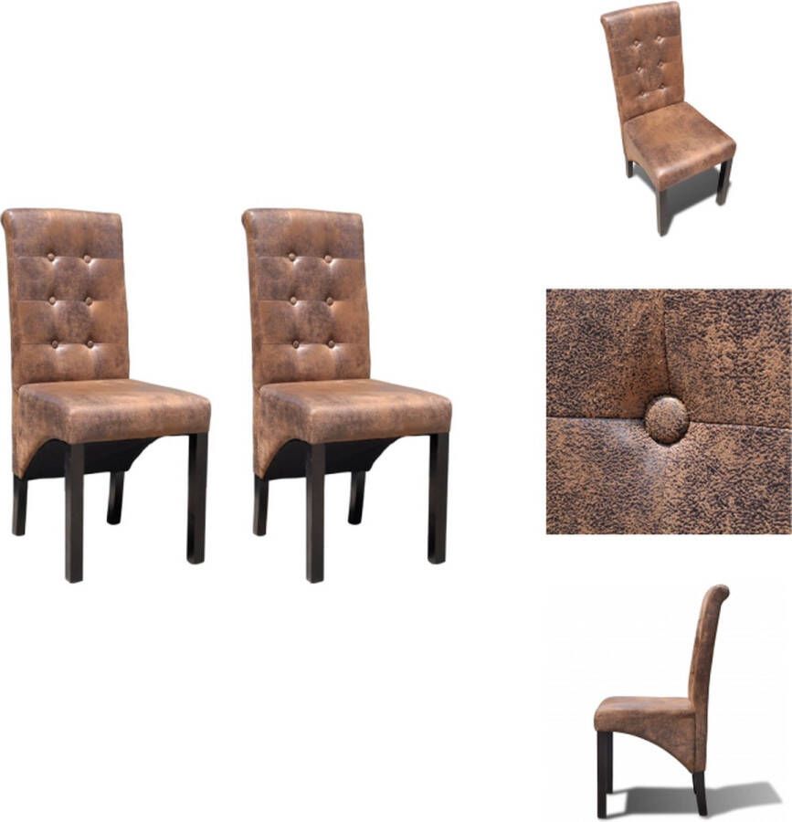 VidaXL Eetkamerstoel Eetkamerstoelen Keukenstoelen Keukenstoel Eetkamerstoelen 2 st kunstleer bruin - Foto 3