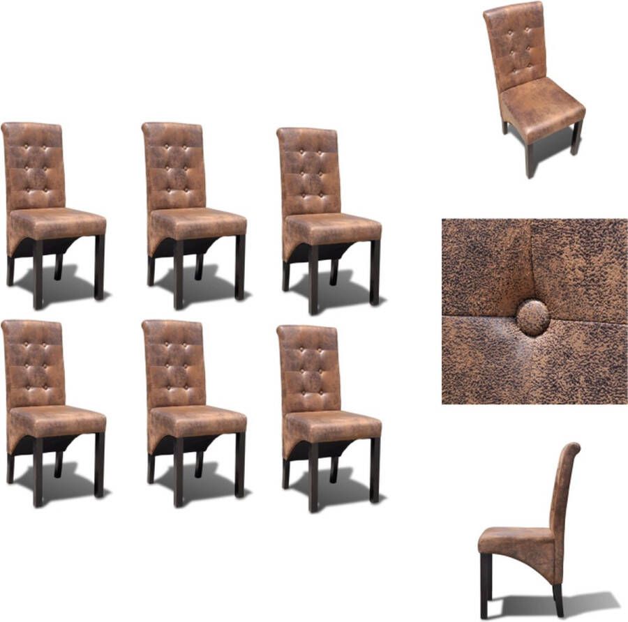 VidaXL Eetkamerstoel Eetkamerstoelen Keukenstoelen Keukenstoel Eetkamerstoelen 6 st kunstleer bruin - Foto 4