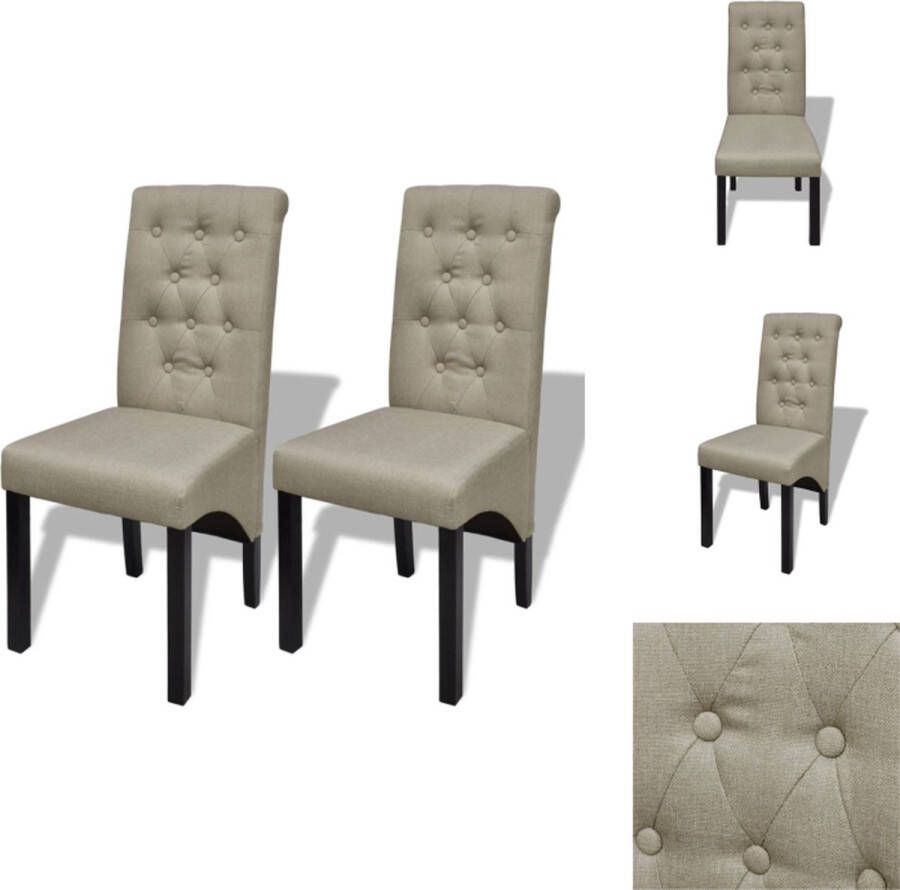 VidaXL Eetkamerstoel Eetkamerstoelen Keukenstoelen Keukenstoel Eetkamerstoelen 2 st stof beige