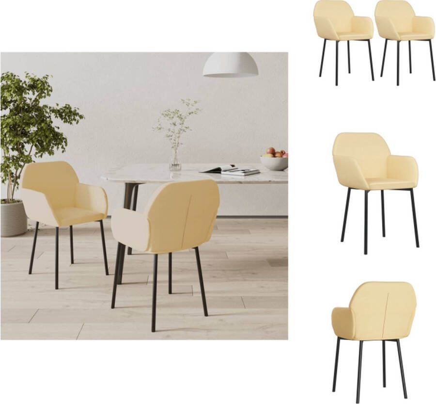 VidaXL Eetkamerstoelen crème fluweel 54 x 59 x 76 cm Comfortabel en stabiel frame Eetkamerstoel