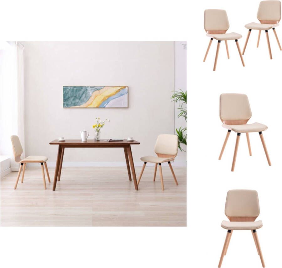 VidaXL Eetkamerstoel Eetkamerstoelen Bijzetstoel Bijzetstoelen Eetkamerstoelen 2 st kunstleer crème