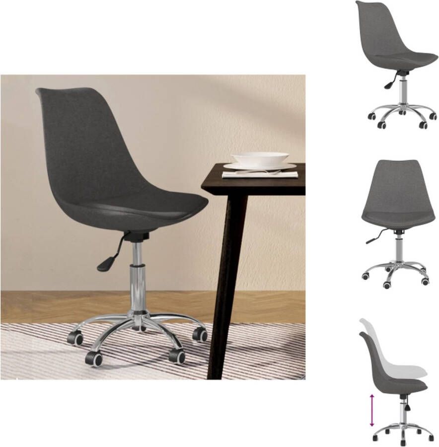 VidaXL Eetstoel Eetstoelen Keukenstoel Stoel Eetkamerstoel draaibaar stof donkergrijs