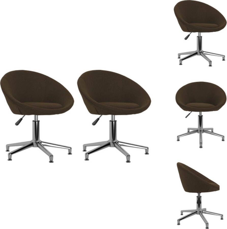 VidaXL Eetkamerstoelen donkerbruin 66.5 x 58.5 x (68-80) cm 360 graden draaibaar Eetkamerstoel