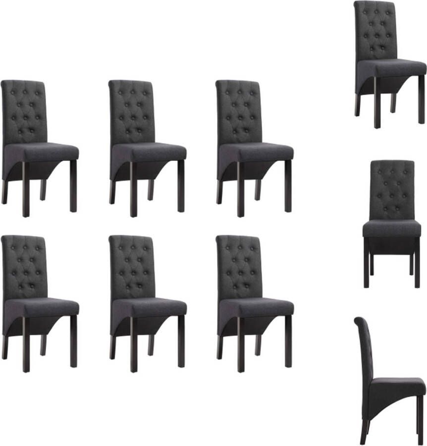 VidaXL Eetkamerstoel Eetkamerstoelen Eetkamer Stoel Eetkamer Stoelen -Eetkamerstoelen-6-st-stof-donkergrijs - Foto 2
