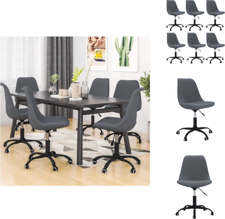 VidaXL Eetkamerstoelen donkergrijs 49 x 51.5 x (82-93) cm ademend en duurzaam Eetkamerstoel