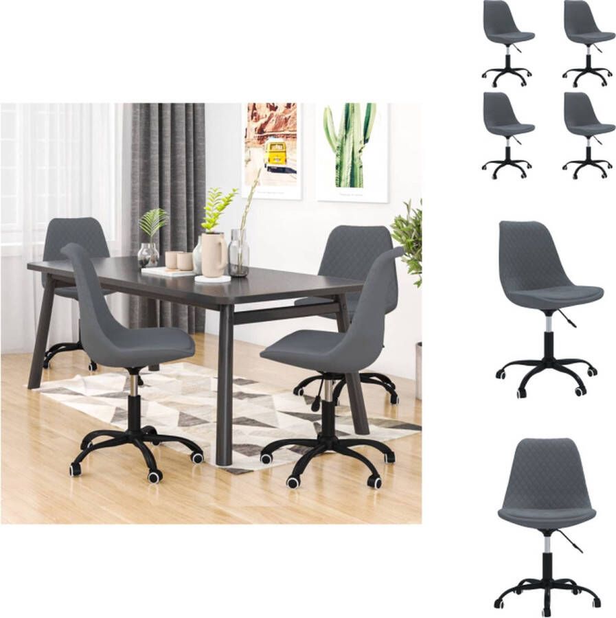 VidaXL Eetstoel Eetstoelen Keukenstoel Stoel Eetkamerstoelen 4 st draaibaar stof donkergrijs