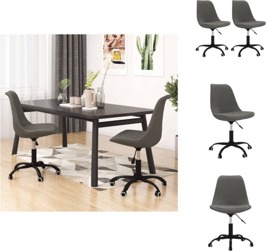 VidaXL Eetkamerstoelen Donkergrijs 49 x 51.5 x (82-93) cm Draaibaar en verstelbaar Eetkamerstoel - Foto 3