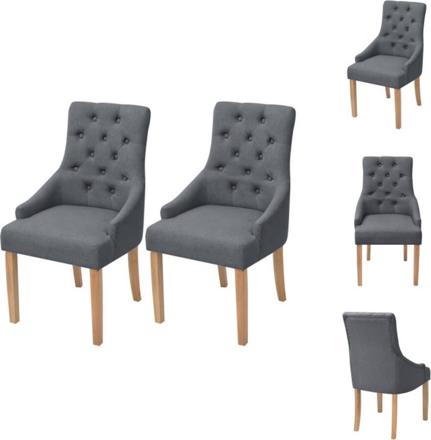 VidaXL Eetkamerstoel Eetkamerstoelen Bijzetstoel Bijzetstoelen Eetkamerstoelen 2 st stof donkergrijs