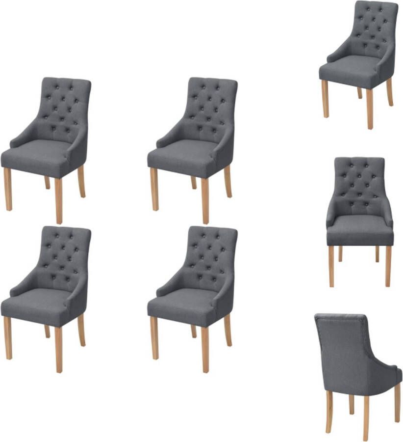 VidaXL Eetkamerstoel Eetkamerstoelen Bijzetstoel Bijzetstoelen Eetkamerstoelen 4 st stof donkergrijs