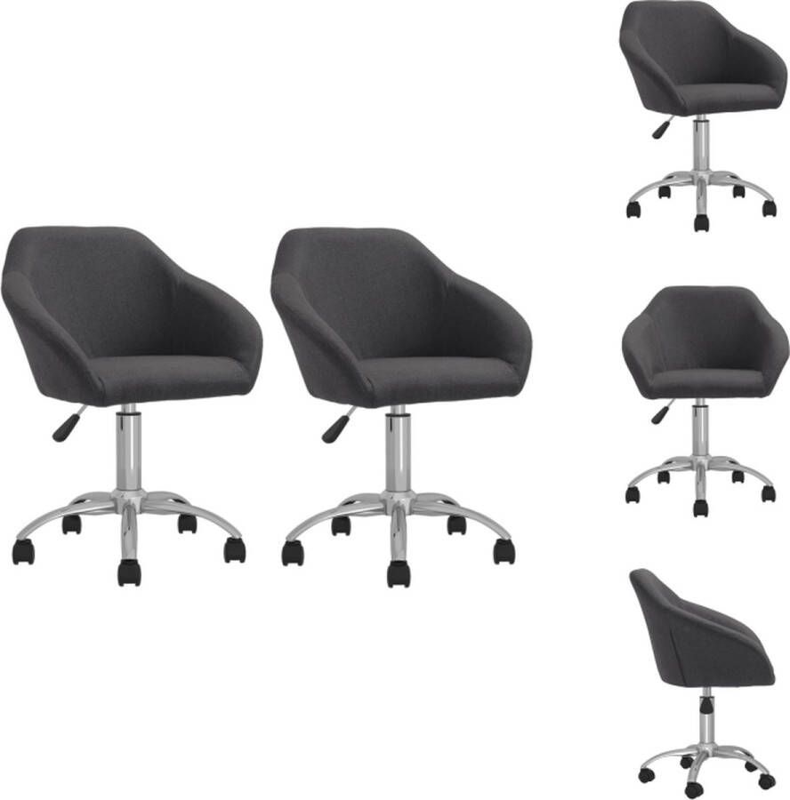 VidaXL Eetkamerstoel Eetkamerstoelen Keukenstoelen Keukenstoel Eetkamerstoelen draaibaar 2 st stof donkergrijs - Foto 2