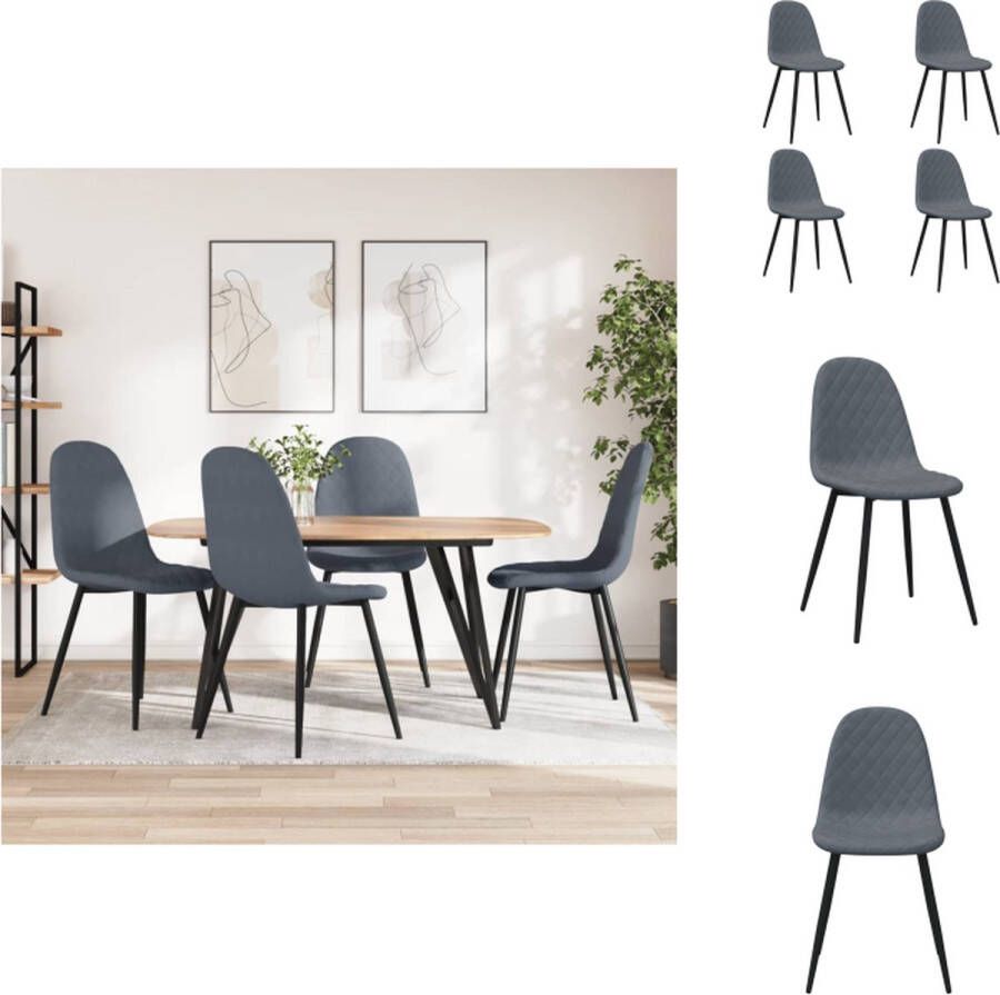 VidaXL -Eetkamerstoelen-4-st-fluweel-donkergrijs
