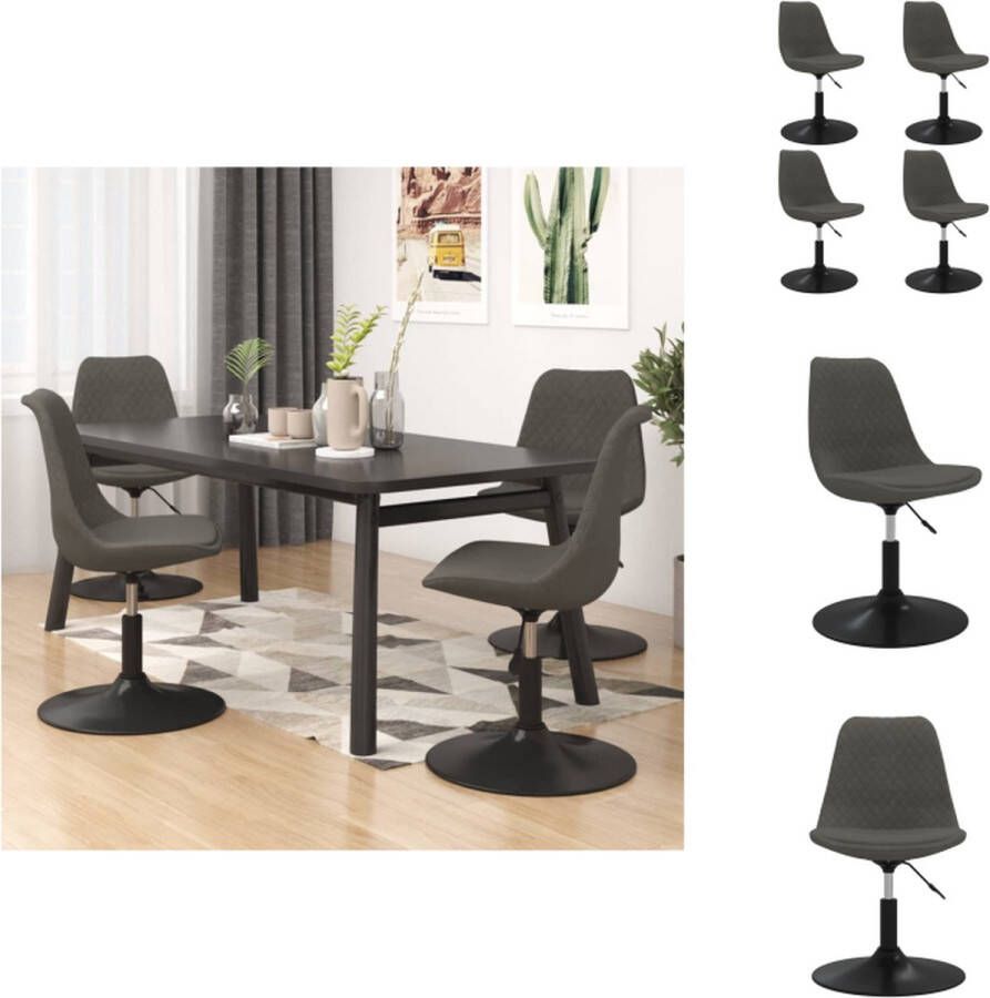 VidaXL Eetkamerstoel Eetkamerstoelen Eetstoel Stoel Eetkamerstoelen draaibaar 4 st fluweel donkergrijs