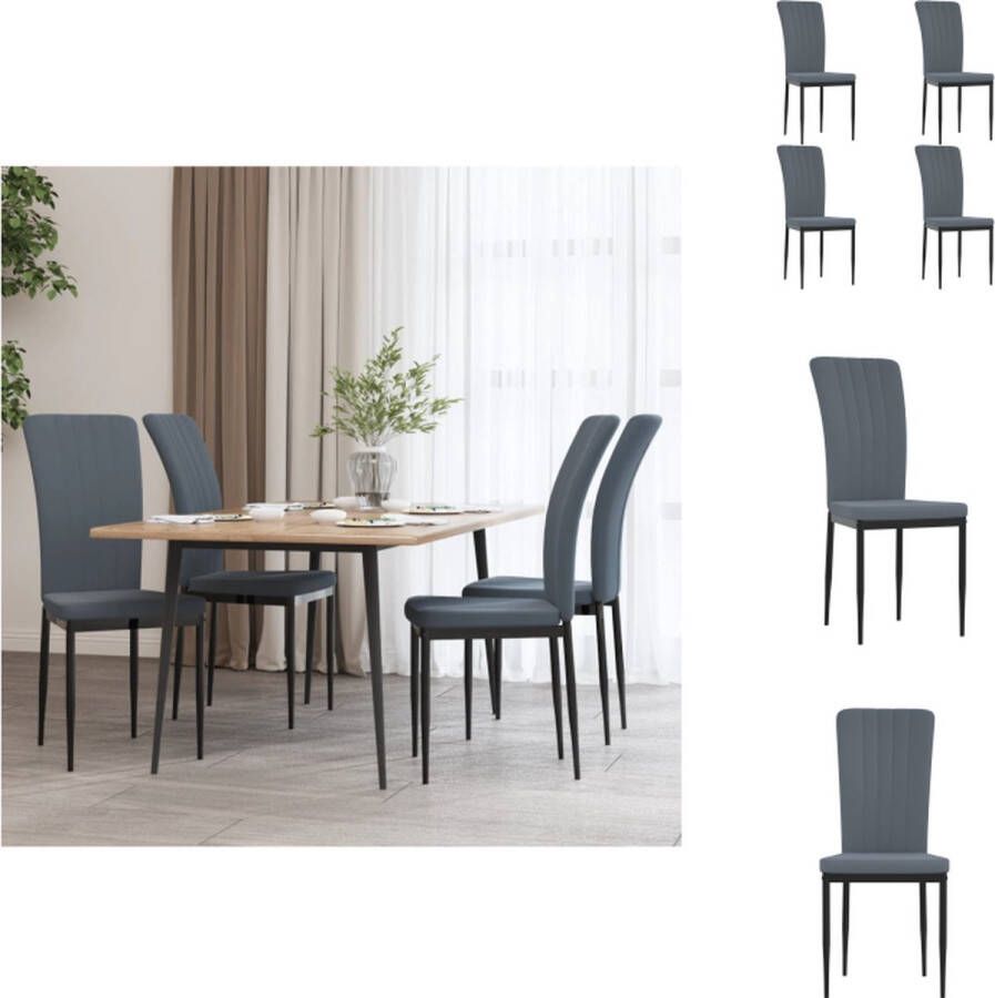 VidaXL Eetkamerstoel Eetkamerstoelen Eetstoel Stoel Eetkamerstoelen 4 st fluweel donkergrijs - Foto 2