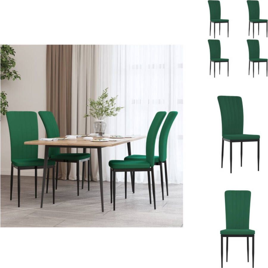 VidaXL Eetkamerstoelen Donkergroen velvet Stevig frame Ergonomisch ontwerp 42x57.5x95 cm Eetkamerstoel - Foto 2