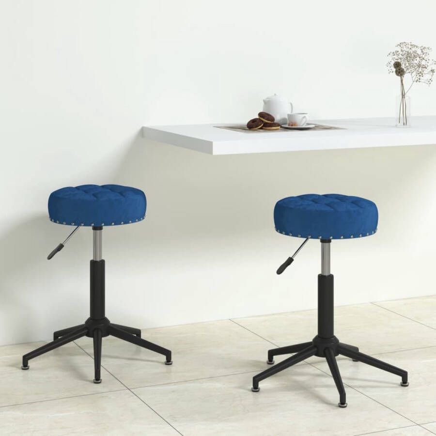 VidaXL -Eetkamerstoelen-draaibaar-2-st-fluweel-blauw - Foto 1