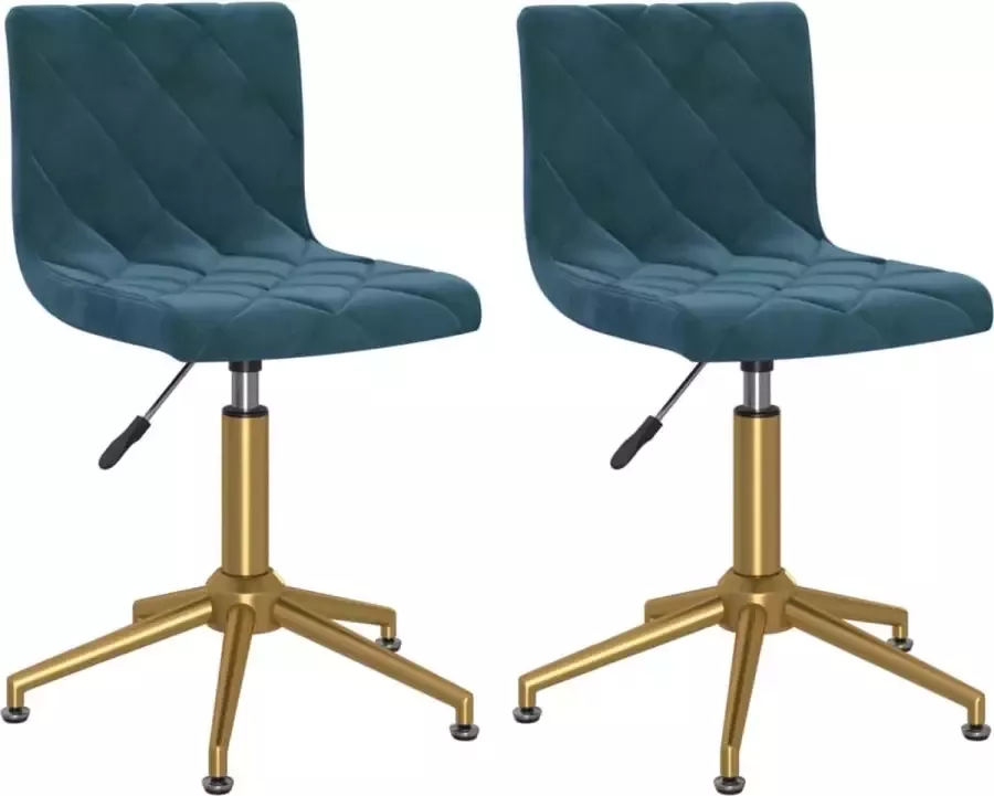 VIDAXL Eetkamerstoelen draaibaar 2 st fluweel blauw - Foto 2