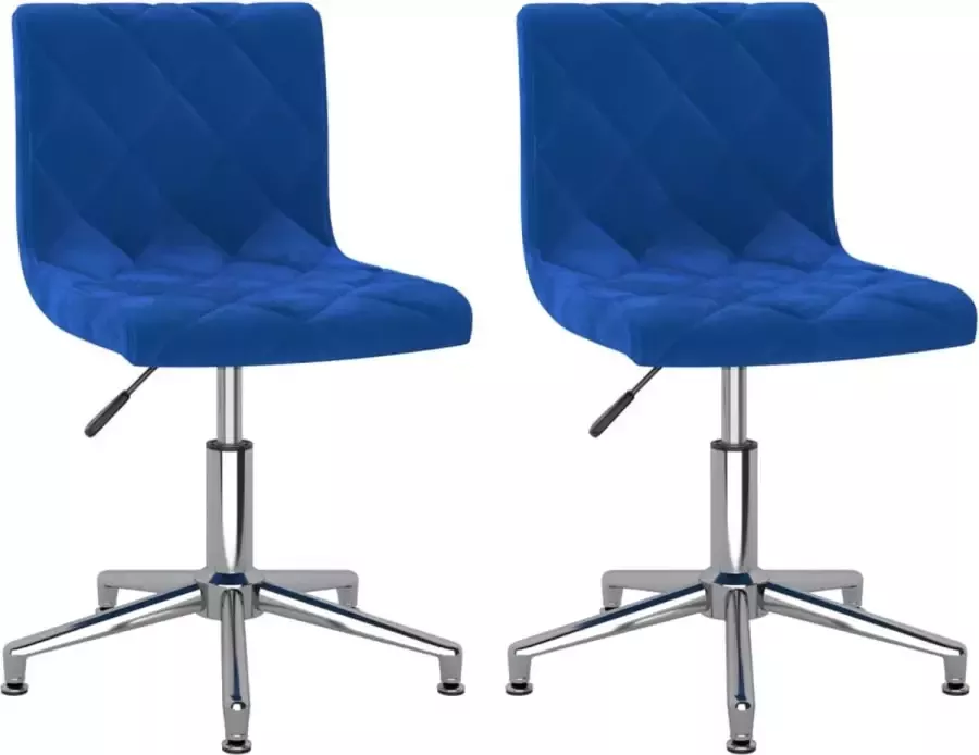 VIDAXL Eetkamerstoelen draaibaar 2 st fluweel blauw - Foto 2