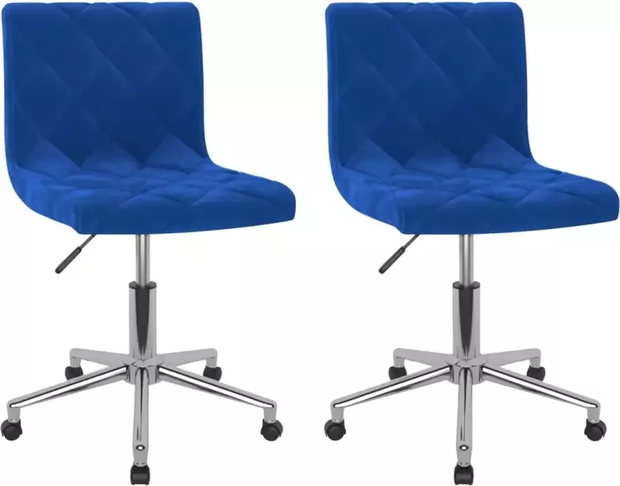 VidaXL -Eetkamerstoelen-draaibaar-2-st-fluweel-blauw - Foto 2