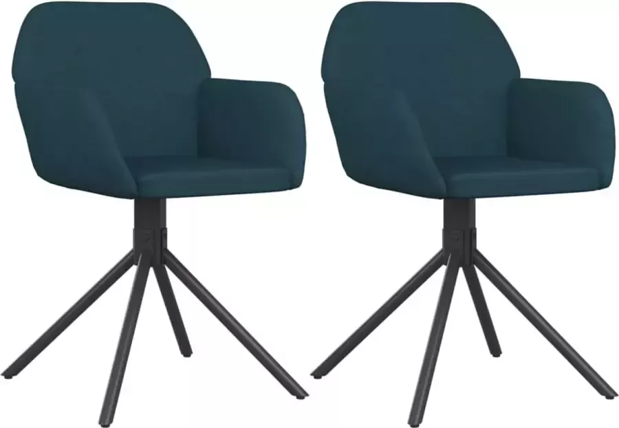 VidaXL -Eetkamerstoelen-draaibaar-2-st-fluweel-blauw - Foto 3