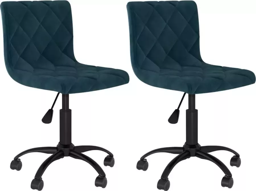 VIDAXL Eetkamerstoelen draaibaar 2 st fluweel blauw - Foto 2