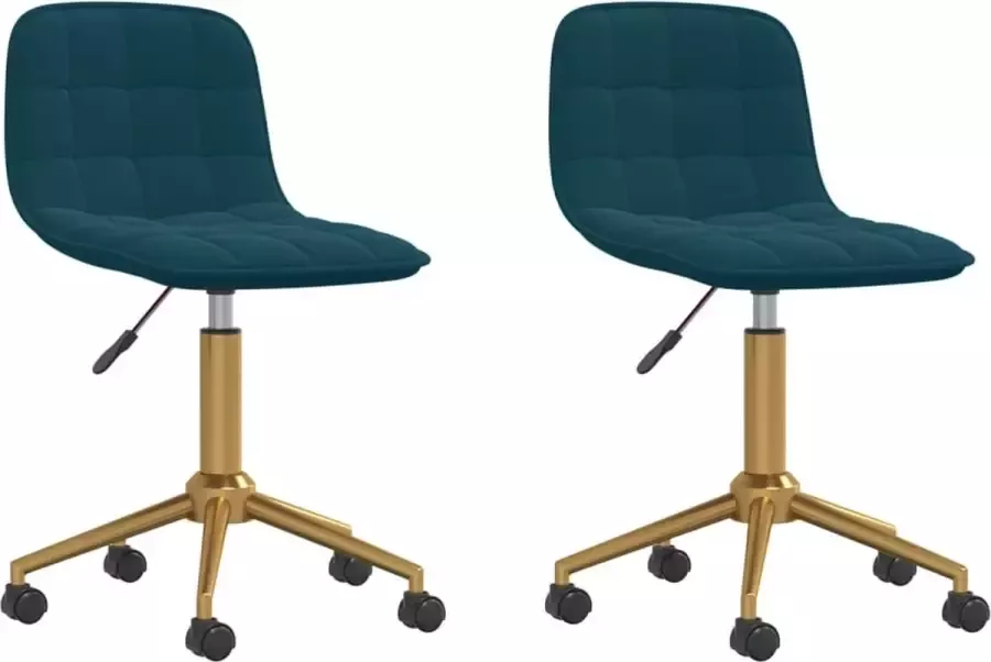 VIDAXL Eetkamerstoelen draaibaar 2 st fluweel blauw - Foto 3