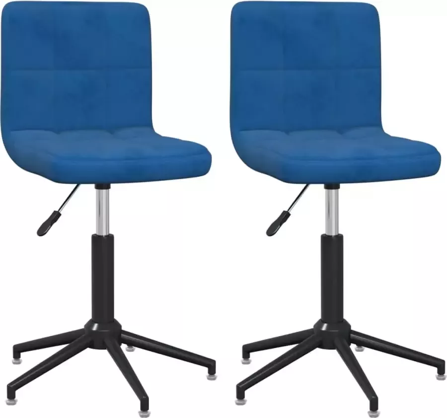 VidaXL -Eetkamerstoelen-draaibaar-2-st-fluweel-blauw - Foto 3