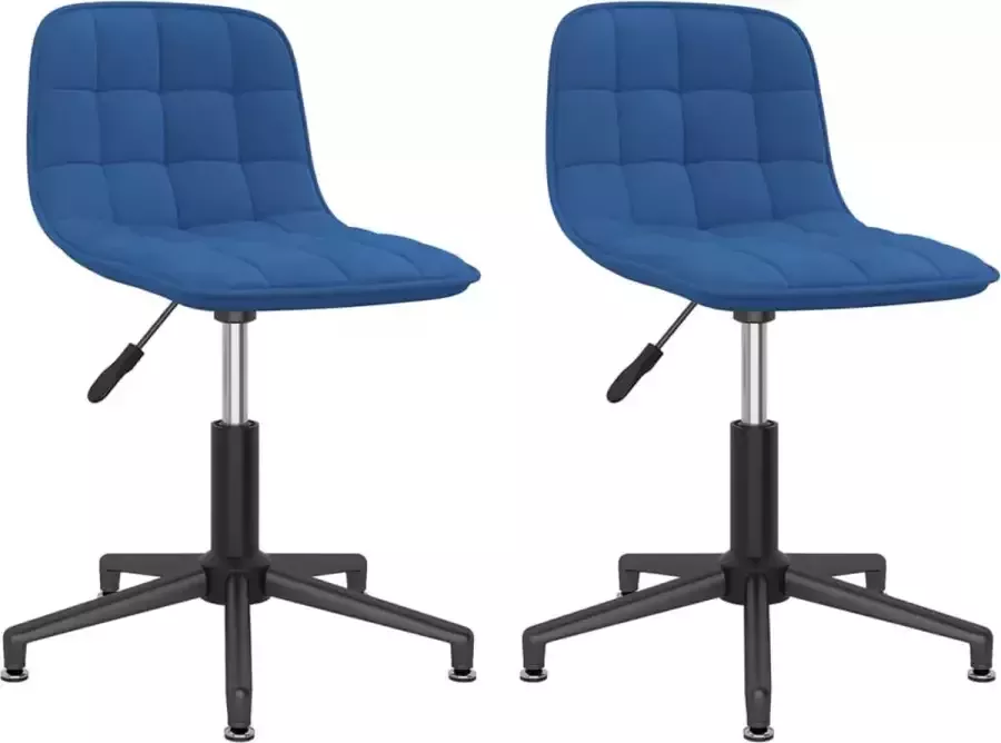 VidaXL Eetkamerstoelen draaibaar 2 st fluweel blauw - Foto 2