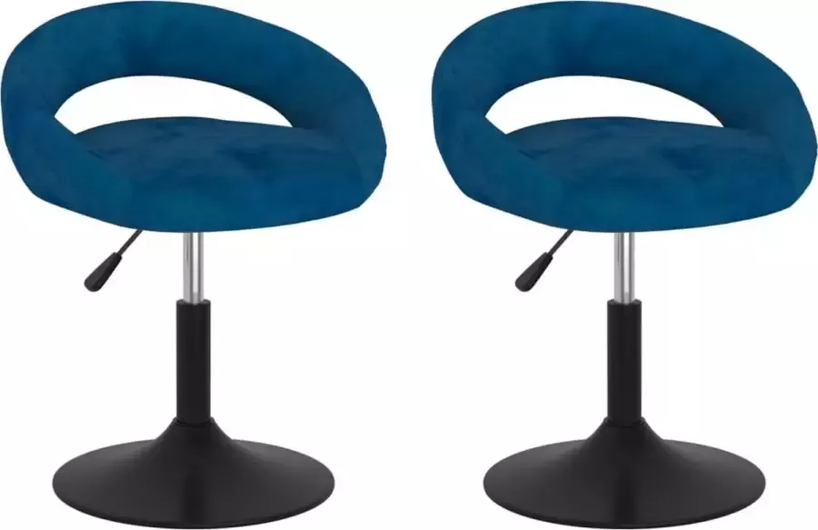 VidaXL Eetkamerstoelen draaibaar 2 st fluweel blauw - Foto 2