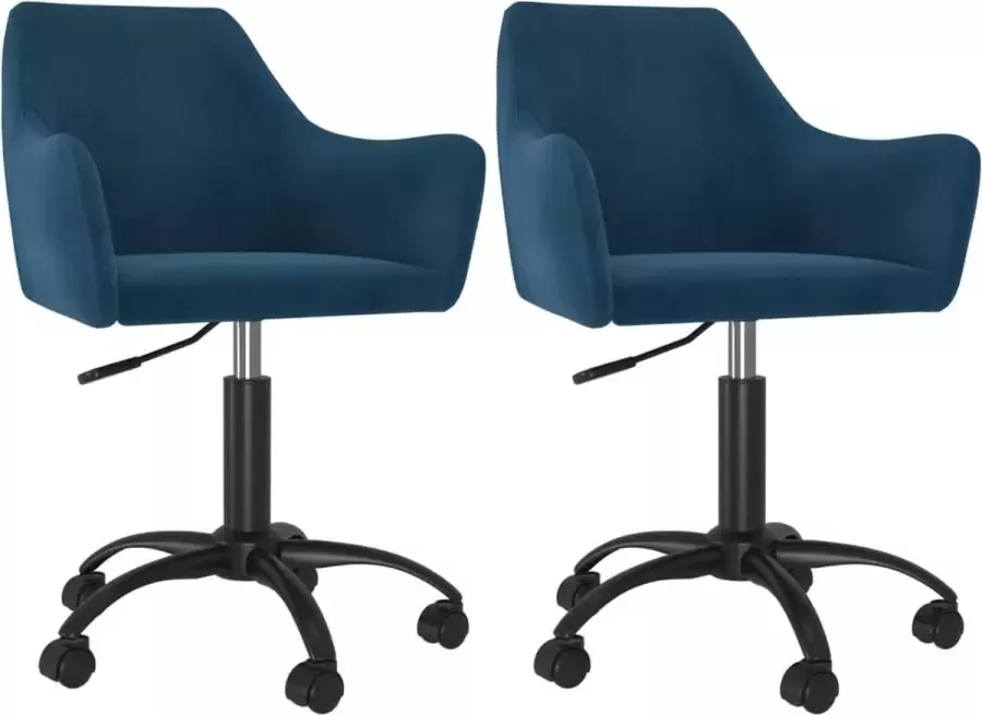 VidaXL -Eetkamerstoelen-draaibaar-2-st-fluweel-blauw - Foto 3