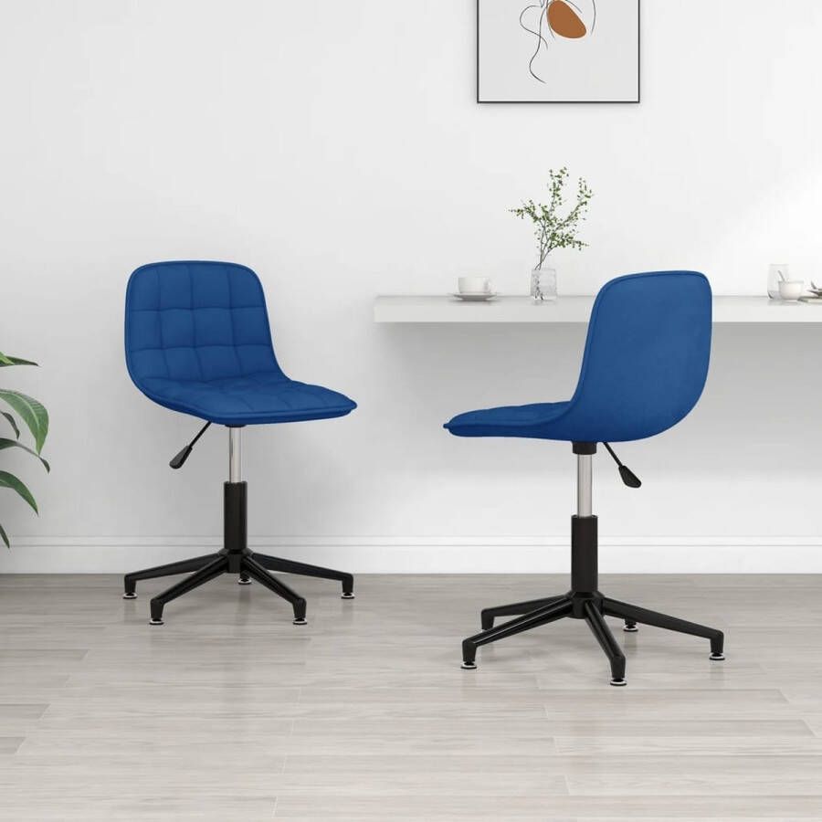 VidaXL Eetkamerstoelen draaibaar 2 st fluweel blauw - Foto 1